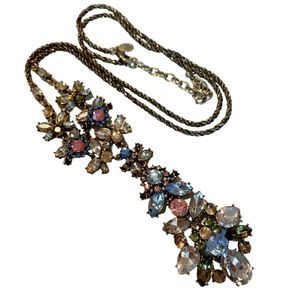 NWOT Joan Rivers Cluster Rhinestone Statement Necklace Jeweled Boho Bold Runway